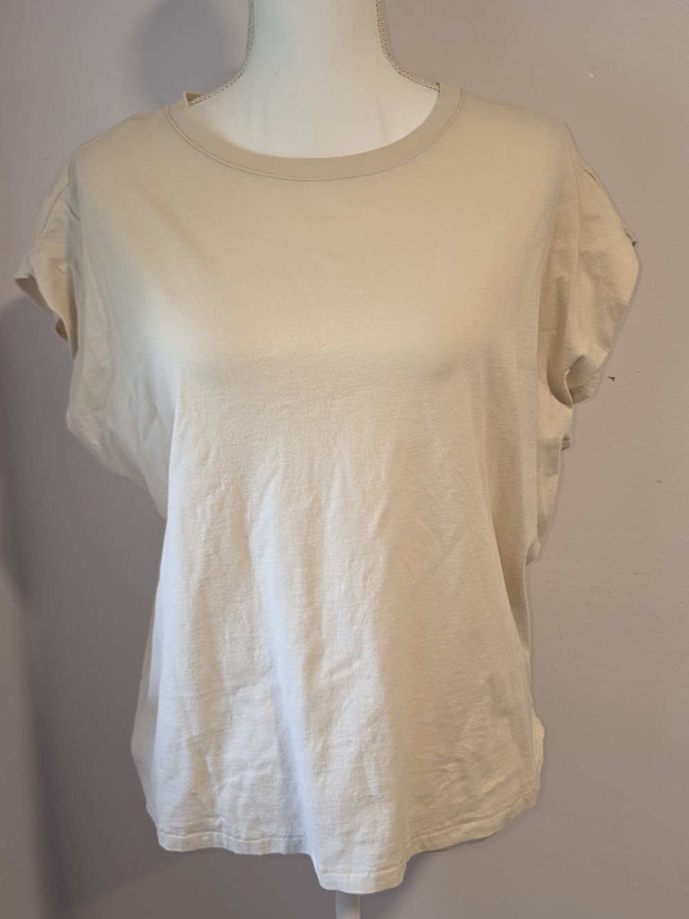 nuuds Bone Short Sleeve 100% Cotton Crewneck Muscle Tee Women's Size Medium